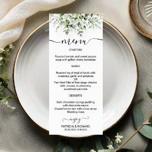 Elegant Greenery Wedding Menu Cards