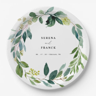 Elegant Greenery Wedding Paper Plate