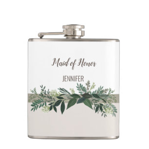 Elegant Greenery Wedding Party Celebration Hip Flask