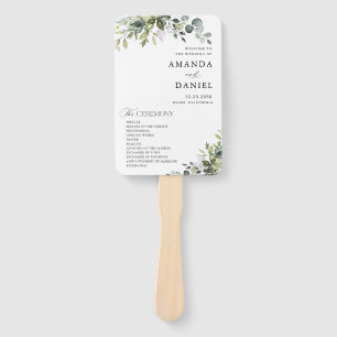 Elegant Greenery Wedding Program Hand Fan
