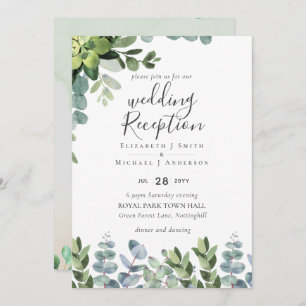 Elegant Greenery Wedding RECEPTION Evening Only In Invitation