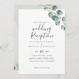 Elegant Greenery Wedding RECEPTION Evening Only In Invitation