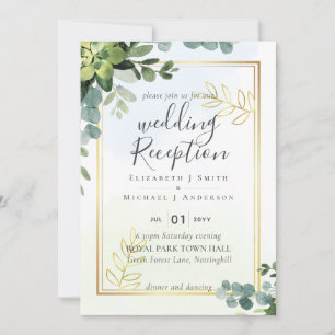 Elegant Greenery Wedding RECEPTION Evening Only In Invitation