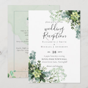 Elegant Greenery Wedding RECEPTION Evening Only In Invitation
