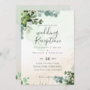 Elegant Greenery Wedding RECEPTION Evening Only In Invitation