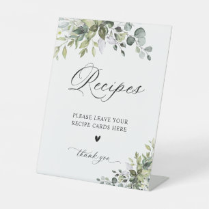 Elegant Greenery Wedding Recipe Card Sign
