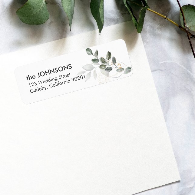 Elegant Greenery Wedding Return Address Label (botanical greenery address labels)