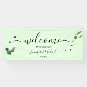 Elegant Greenery Wedding Script Welcome Sign