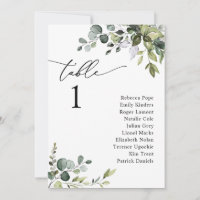 Elegant Greenery Wedding Seating Chart Table Cards
