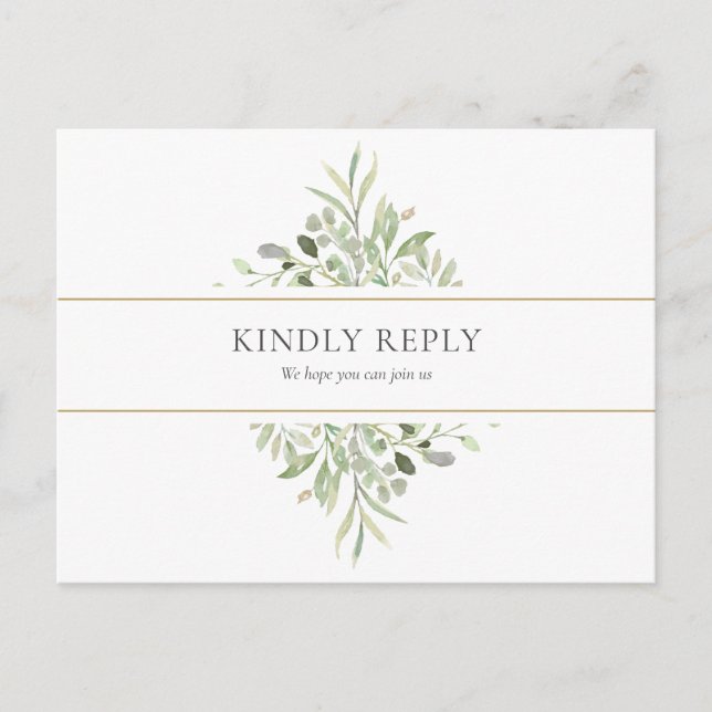 Elegant Greenery Wedding Song Request RSVP Invitation Postcard (Front)