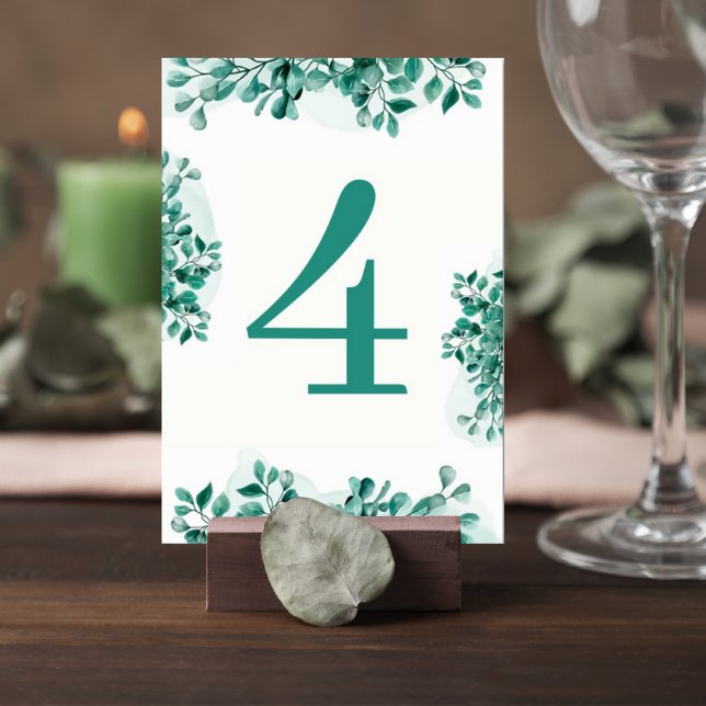 Elegant Greenery Wedding Table Number Card (Creator Uploaded)