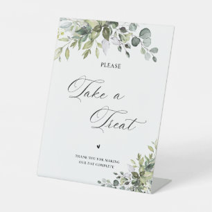 Elegant Greenery Wedding Take A Treat Sign