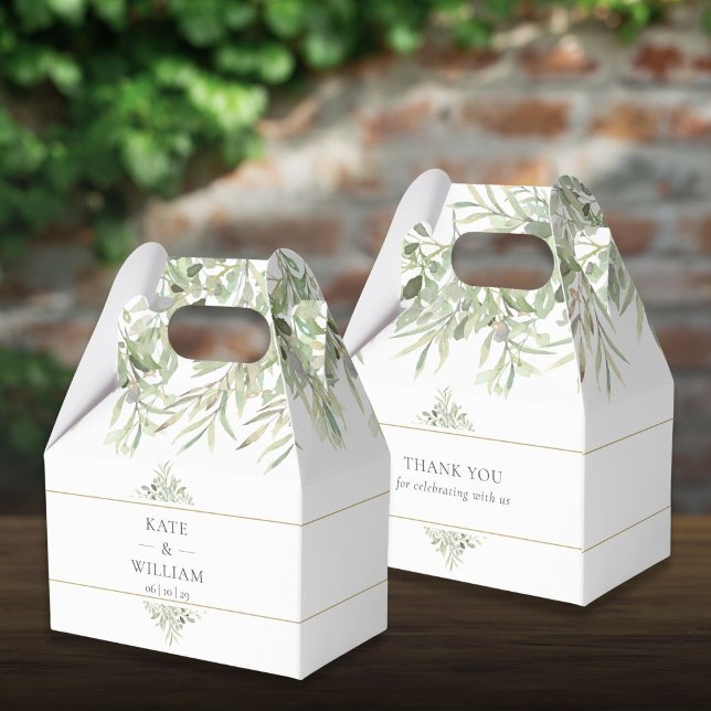 Elegant Greenery Wedding Thank You Favour Box (Elegant Greenery Wedding Thank You Favor Boxes)