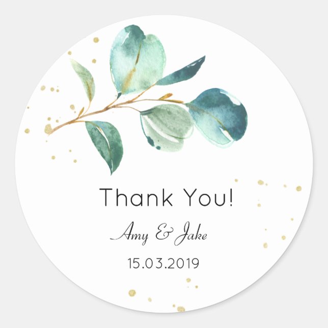 Elegant Greenery Wedding Thank You Tags (Front)