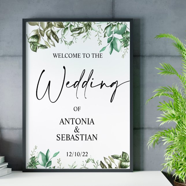 Elegant Greenery Wedding Welcome Poster (Creator Uploaded)