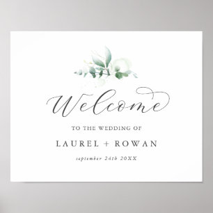 Elegant Greenery Wedding Welcome Poster
