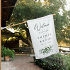Elegant Greenery Wedding Welcome Sign House Flag