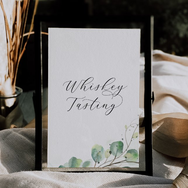 Elegant Greenery Wedding Whiskey Tasting Sign Invitation (Creator Uploaded)