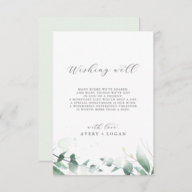 Elegant Greenery Wedding Wishing Well Card (Front/Back)
