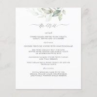 Elegant Greenery White Clean Wedding Menu