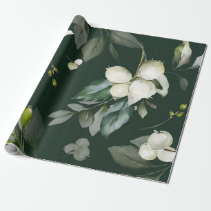 Elegant Greenery White Floral Wrapping Paper