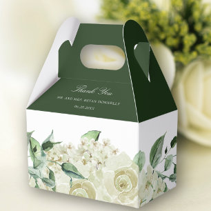 Elegant Greenery White Flowers Wedding Favour Box