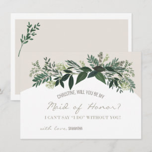Elegant Greenery  Will You Be My Maid of Honour Card