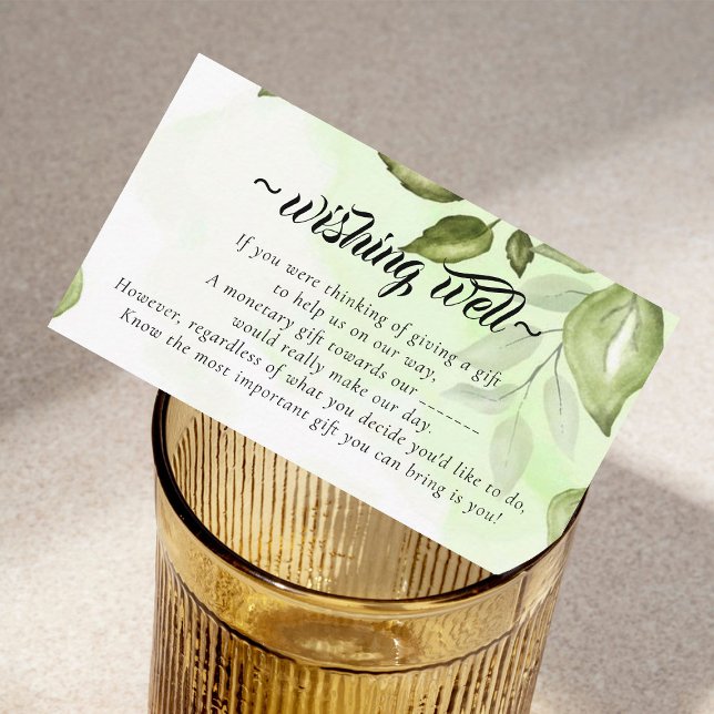 Elegant Greenery Wishing Well for Wedding Enclosure Card (Creator Uploaded)