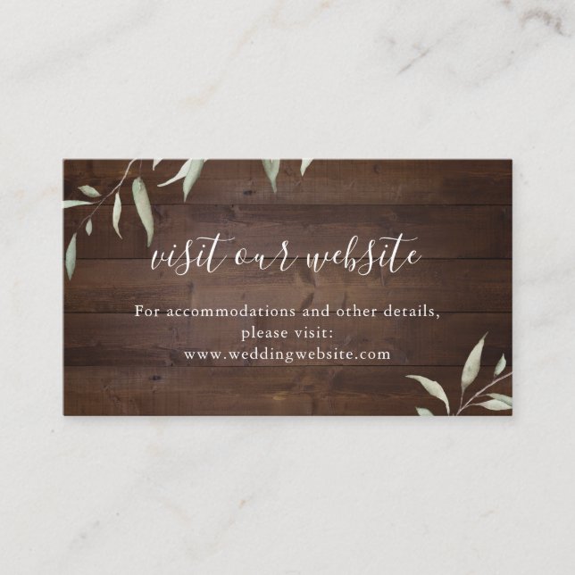Elegant greenery wood rustic website Insert card (Front)