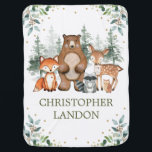 Elegant Greenery Woodland Forest Animals Nursery Baby Blanket<br><div class="desc">This adorable design features beautiful watercolor botanical greenery and adorable forest animals. Personalise the blanket with the baby's name or with any wording you want.</div>