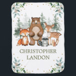 Elegant Greenery Woodland Forest Animals Nursery Baby Blanket<br><div class="desc">This adorable design features beautiful watercolor botanical greenery and adorable forest animals. Personalise the blanket with the baby's name or with any wording you want.</div>