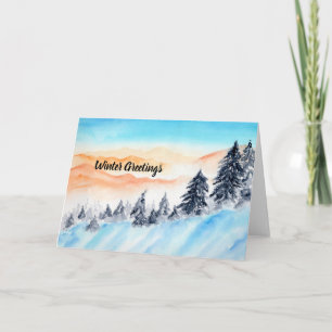 Elegant Greeting Card with Mountains in the Snow