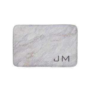 Elegant grey and beige marble design bath mat