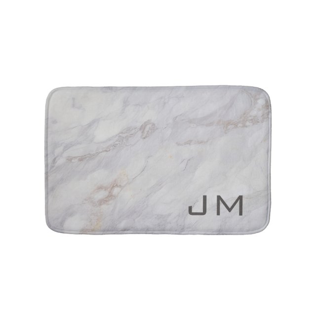 Elegant grey and beige marble design  bath mat (Front)
