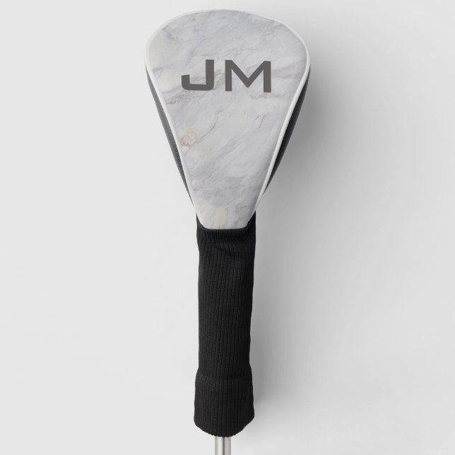 Elegant grey and beige marble design golf head cover (Front)