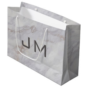 Elegant grey and beige marble design large gift bag