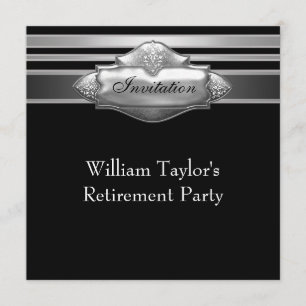 Elegant Grey and Black Mans Retirement Party Invitation