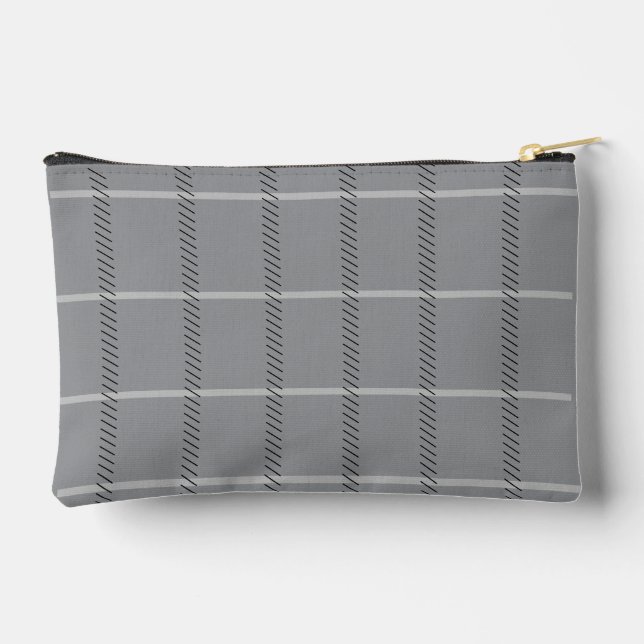 Elegant Grey and BlackPattern Accessory Pouch (Back)