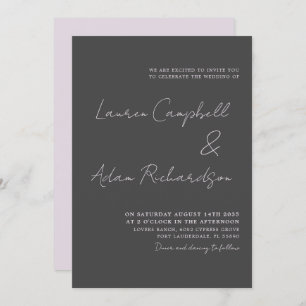 Elegant Grey and Blush Pink Wedding  Invitation