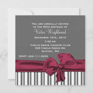 Elegant Grey and Maroon Birthday Invitation