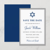 Elegant Grey and Navy Blue Bar Mitzvah 3.5" x 5"