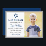 Elegant Grey and Navy Blue Bar Mitzvah Photo Save The Date<br><div class="desc">Elegant Grey and Navy Blue Bar Mitzvah Photo Save the Date</div>