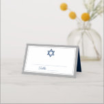 Elegant Grey and Navy Blue Bar Mitzvah Place Card<br><div class="desc">Elegant Grey and Navy Blue Bar Mitzvah Place Card</div>