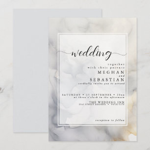 Elegant Grey and Pale Gold Soft Cloud Invitation