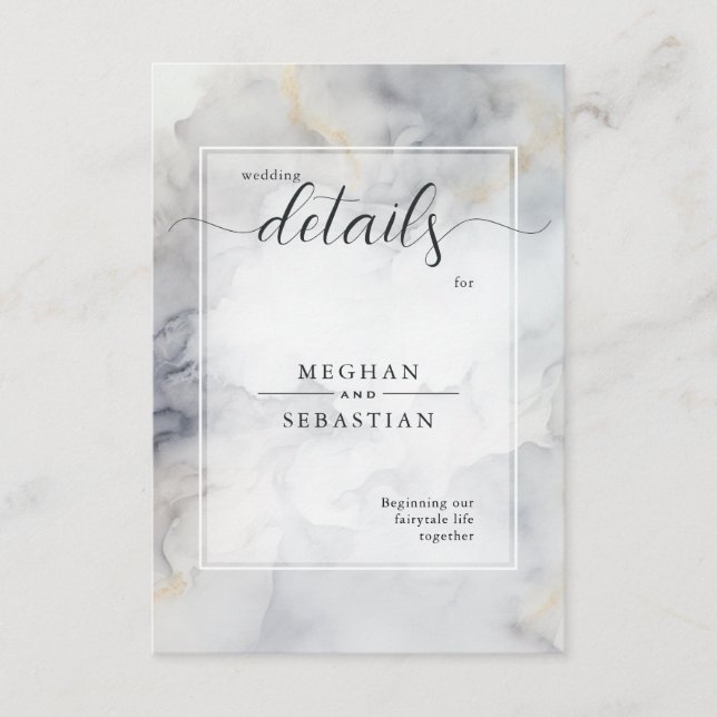 Elegant Grey and Pale Gold Soft Clouds Enclosure Card (Front)