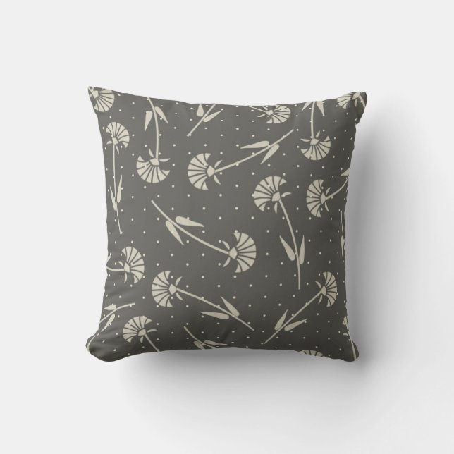 Elegant Grey and Pastel Floral Cushion (Front)