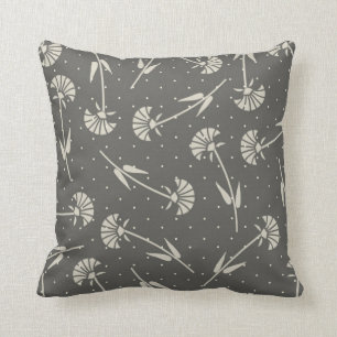 Elegant Grey and Pastel Floral Cushion