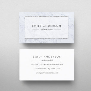 Elegant Grey and Silver Marble Business Card