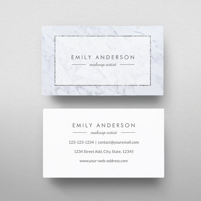 Elegant Grey and Silver Marble Business Card (Creator Uploaded)
