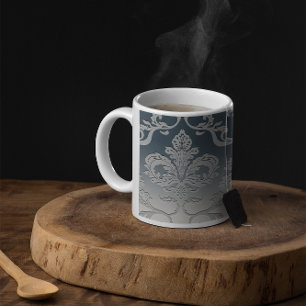 Elegant Grey and Taupe Royal Damask Coffee Mug